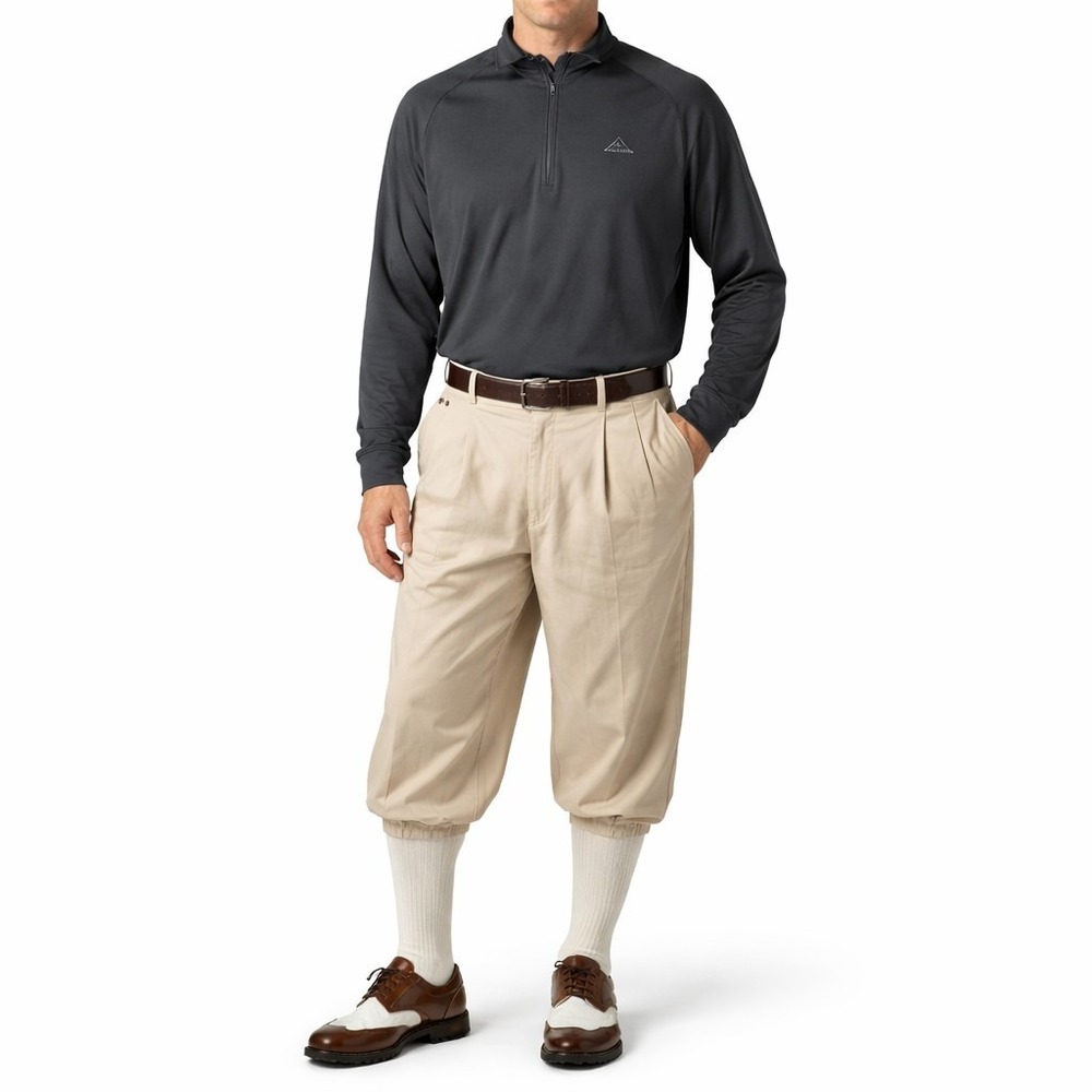 Vtg LINKSPORT By Austad's Golf Knicker Golf Pant Sz 34 Beige/Cream Pleat-Front